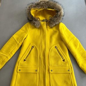 J.Crew Chateau Wool Yellow Italian Stadium Cloth Parka Long Coat 2